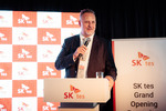 COO of SK Tes Thomas Holberg speaks at celebration of new battery recycling facility.